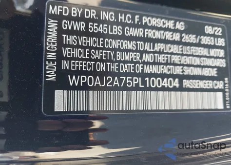 2023 Porsche Panamera 4/4 Platinum Edition/Platinum Edition from USA, damaged, VIN WP0AJ2A75PL100404